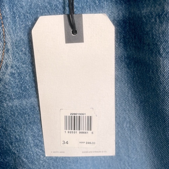 LEVI'S Premium Jeans Women WEDGIE Distressed Frayed Hem Straight Leg Size 34 NWT - Picture 6 of 8